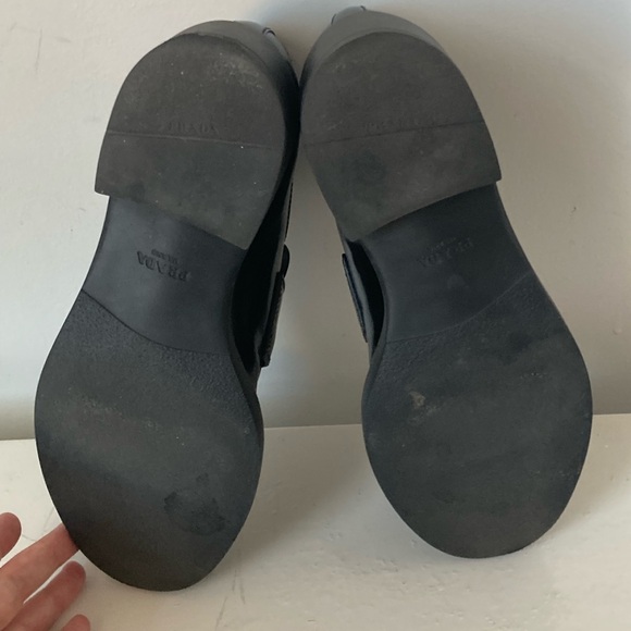 Prada Brushed Leather Black Loafers Size 38 - Picture 8 of 10
